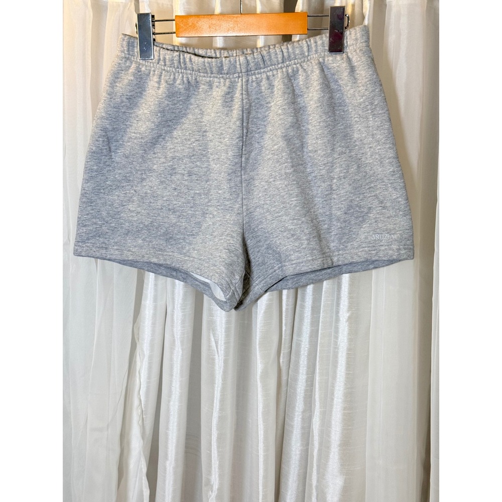 Aritzia Sweatfleece Cozy Fleece Shorts Womens S Grey Elastic Waist Embroidered